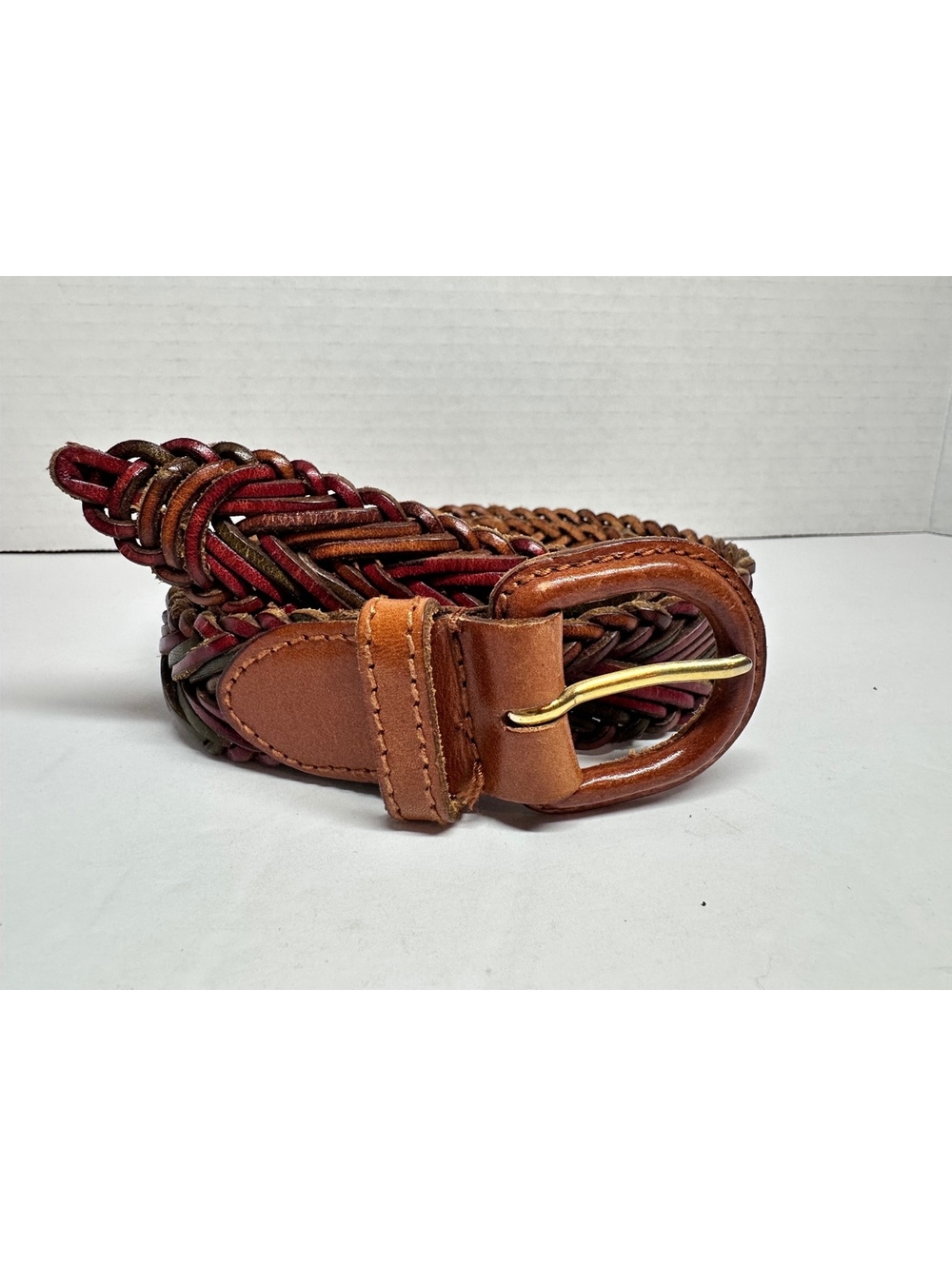 Vintage The Limited Multicolored Braided Genuine Leather Belt Size S